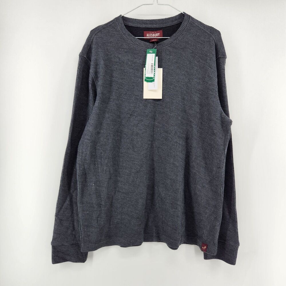Alesbury‎ Men's Large Black Mini Rib Waffle Crewneck Sweater NWT